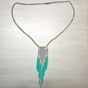 Beaded Chevron Pendand Necklace